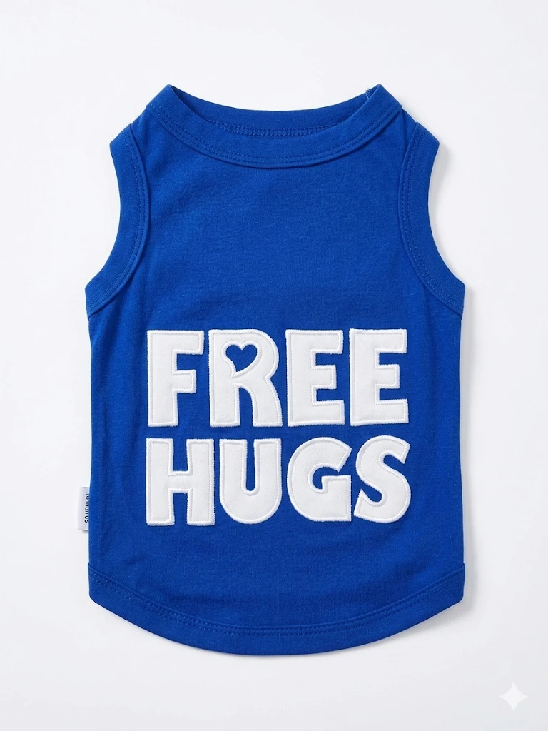 Camiseta "Free Hugs" para Mascotas 💙🤗's foto | Moon y sus Amigos |  BizneCubano